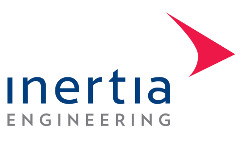 Engineering company logo featuring red arrow