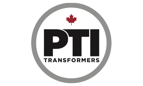 PTI Transformers logo with maple leaf